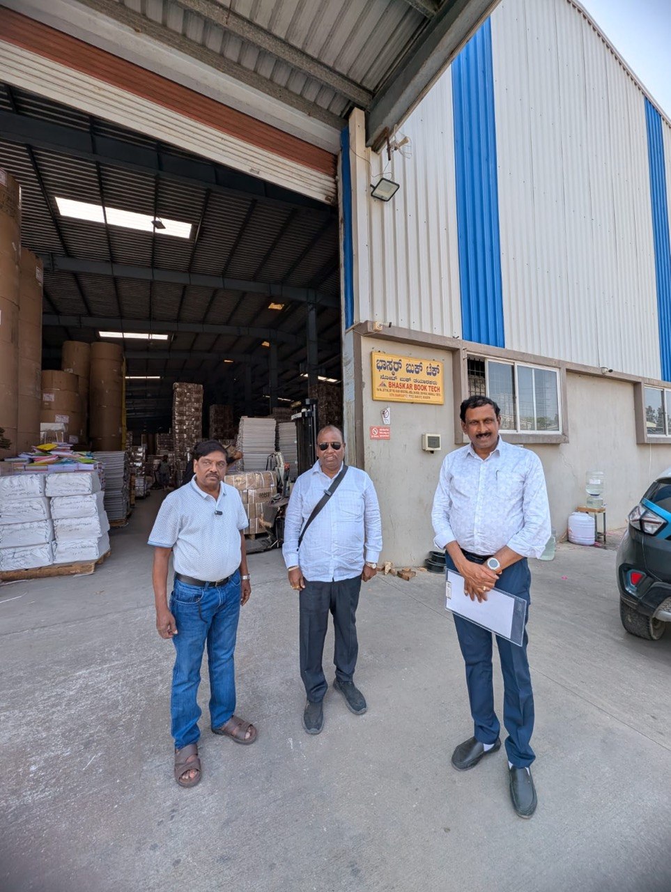 Mallikaarjun Bhupalam with the Bhaskar Book Tech owner and a colleague, Aerohalli KIADB